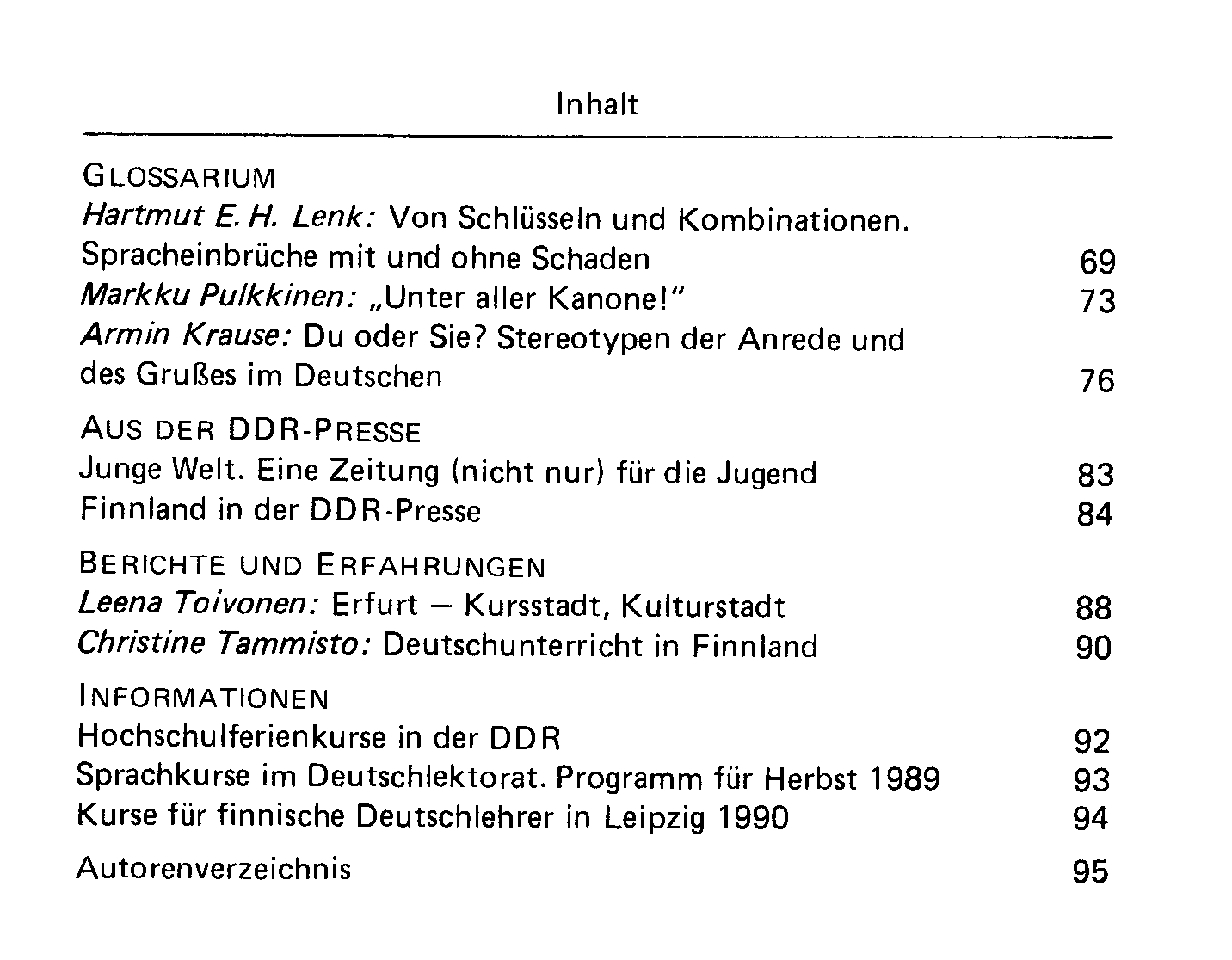 Inhaltsverzeichnis der Ginkgo-Wurzel Nr. 2, T. 2