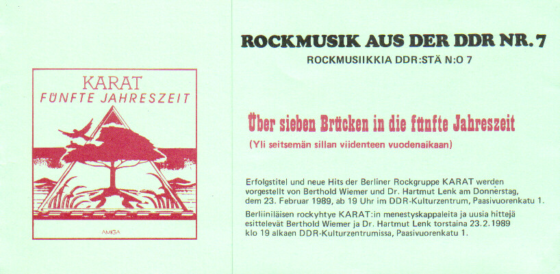 Einladung zur 7. KuZ-Veranstaltung Rockmusik aus der DDR