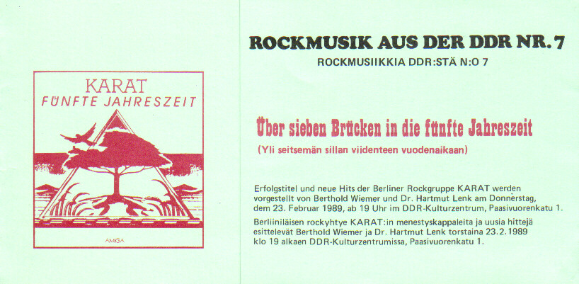 Einladung zur 7. KuZ-Veranstaltung Rockmusik aus der DDR